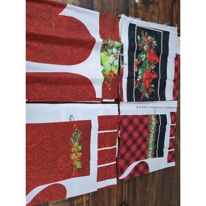 Lot of Fabric, Red Cardinals, Christmas Theme,Floral, Red, White, Black, 1lb 9oz